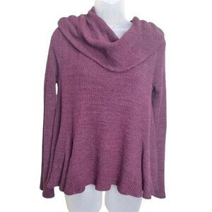 Postmark Anthro Plum Cowl Neck Sweater Womens S Cozy Waffle Knit Pullover‎